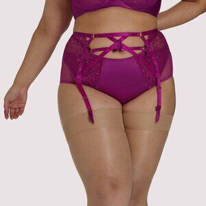 Dita Von Teese Lingerie Madame X Magenta Curve Suspender Belt